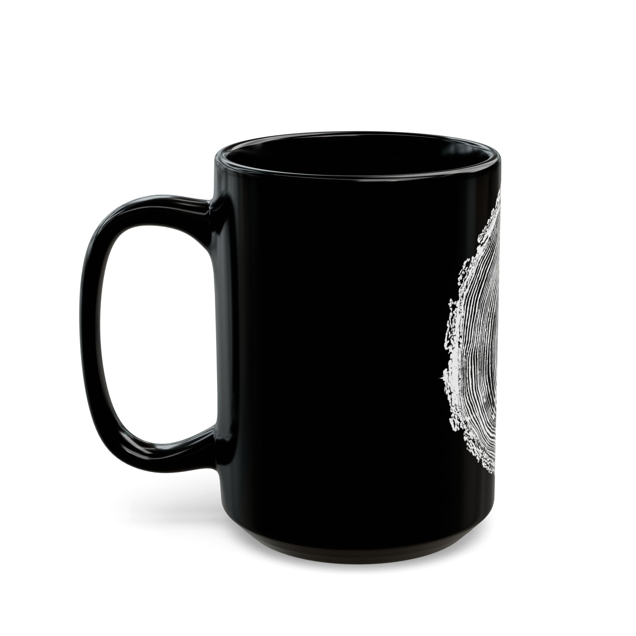 Fir Tree Ring Print Black Ceramic Mug #6772