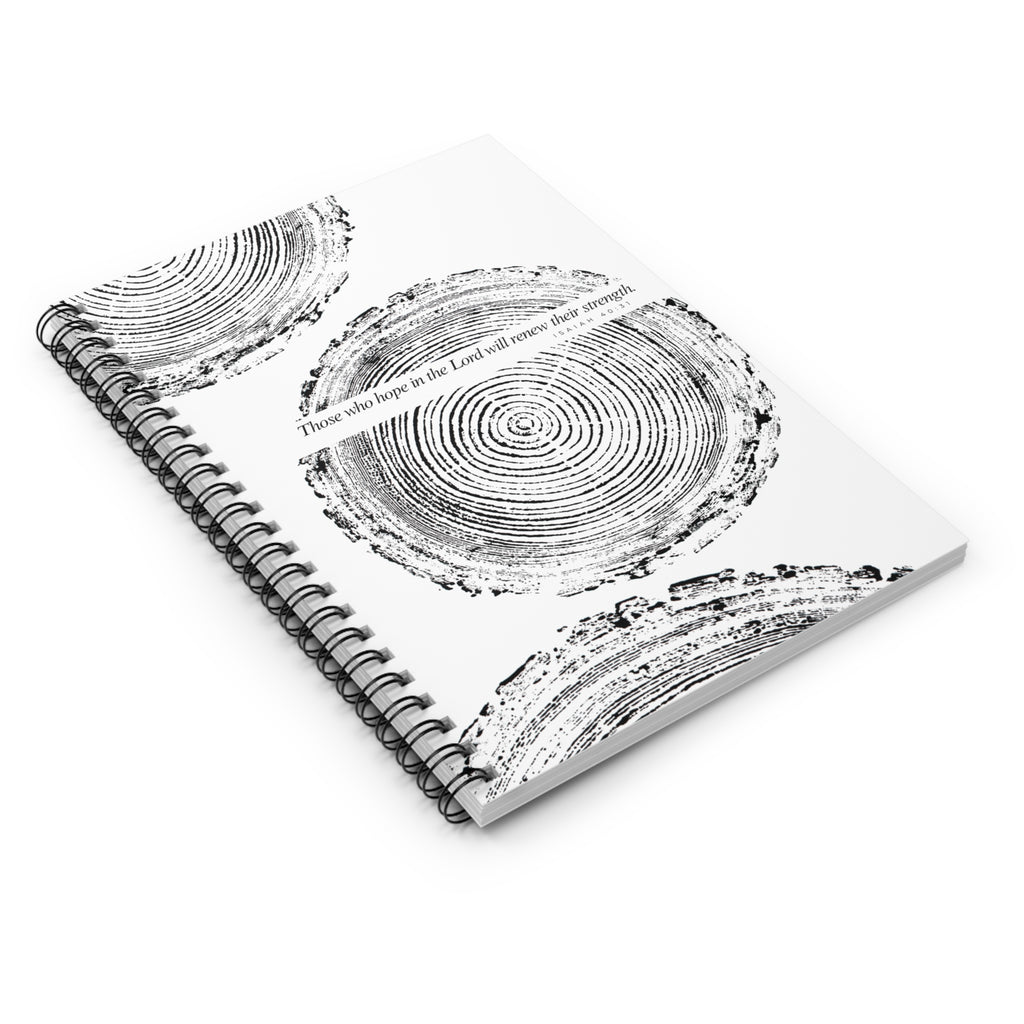 Woodcut Tree Ring Spiral Notebook Isaiah 40:31 #0398