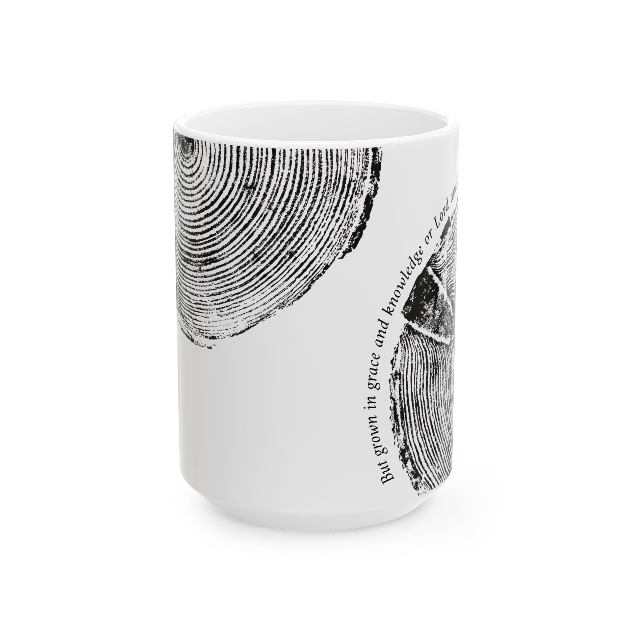 Woodcut Print Ceramic Mug 2 Peter 3:18 #0410 (11oz | 15oz)