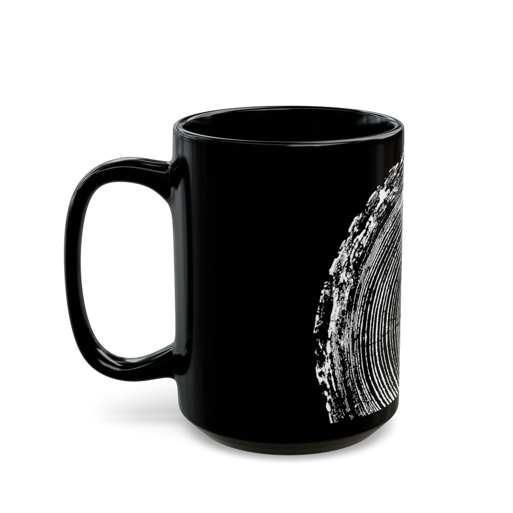 Tree Ring Print Black Ceramic Mug #0398