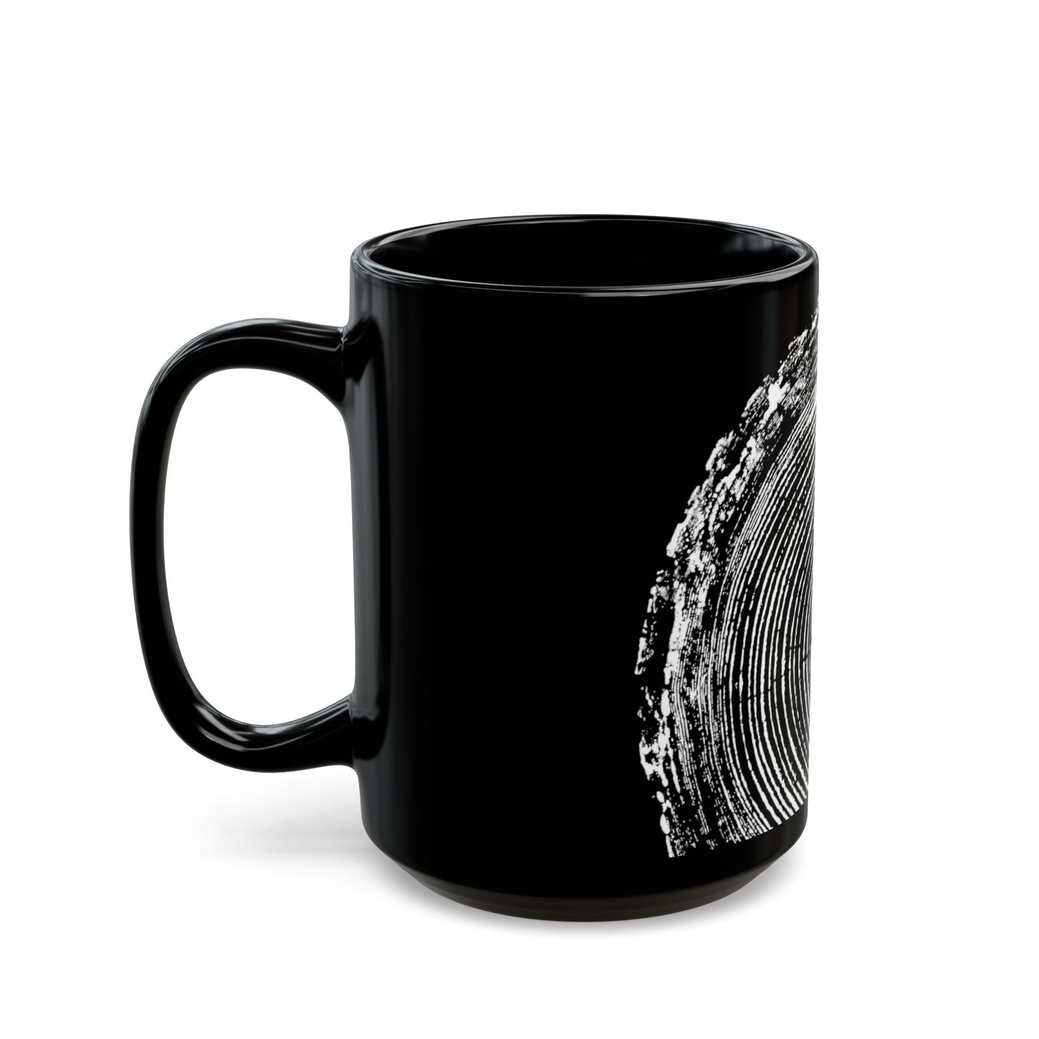 Tree Ring Print Black Ceramic Mug #0398