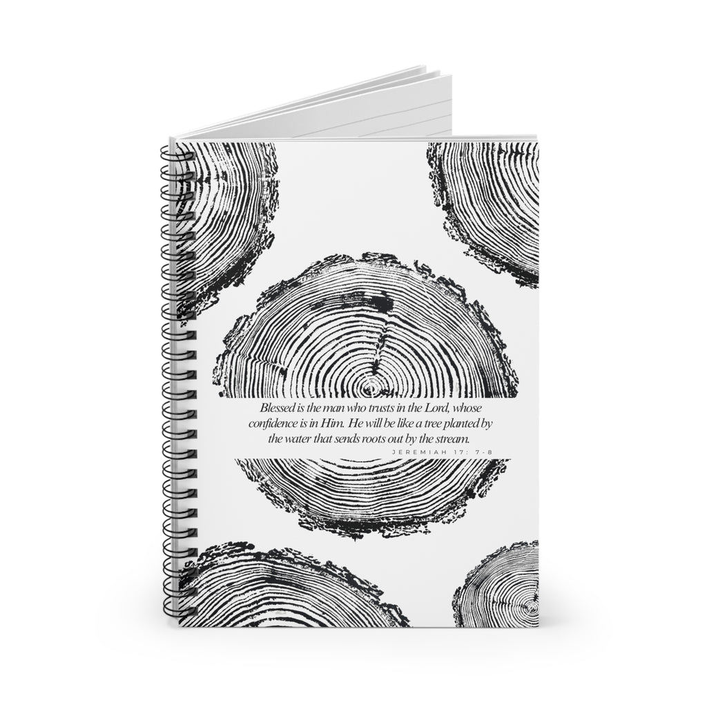 Woodcut Tree Ring Spiral Notebook Jeremiah 17: 7-8 #0398