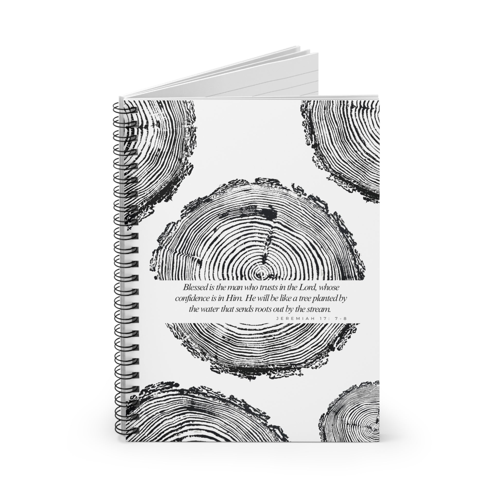 Woodcut Tree Ring Spiral Notebook Jeremiah 17: 7-8 #0398
