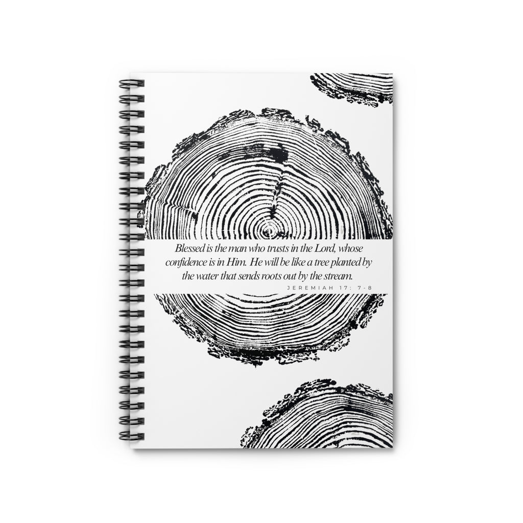 Woodcut Tree Ring Spiral Notebook Jeremiah 17: 7-8 #6772