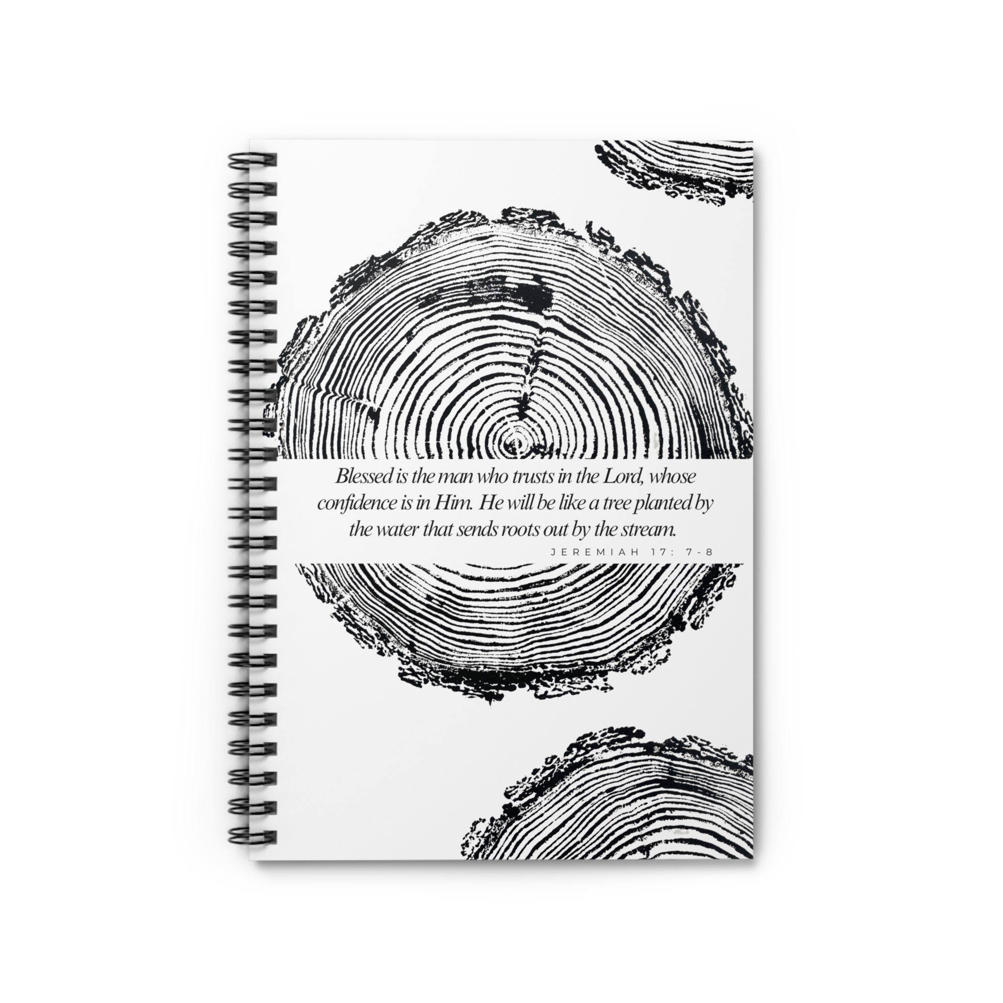 Woodcut Tree Ring Spiral Notebook Jeremiah 17: 7-8 #6772