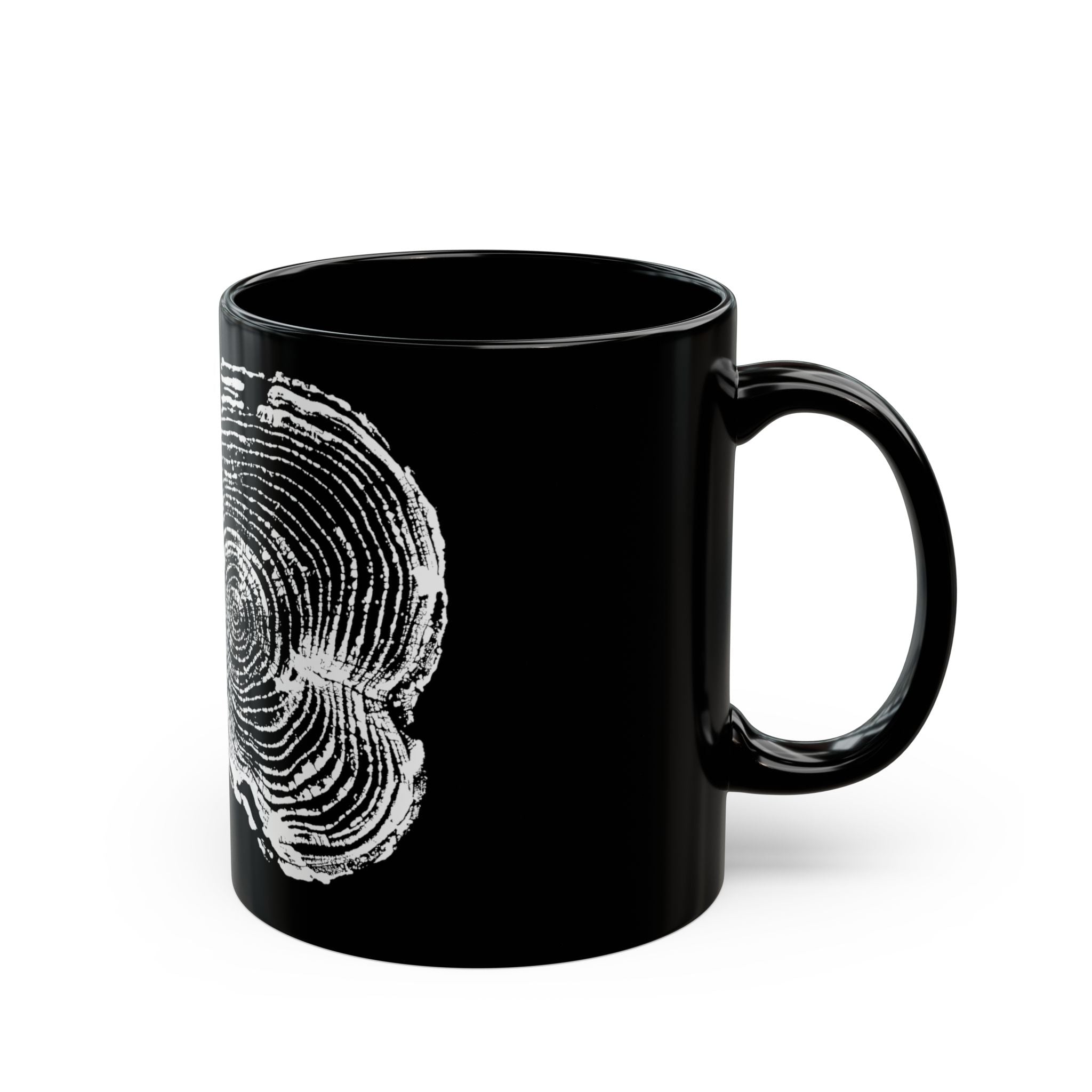 Cottonwood Tree Ring Print Black Ceramic Mug #0405