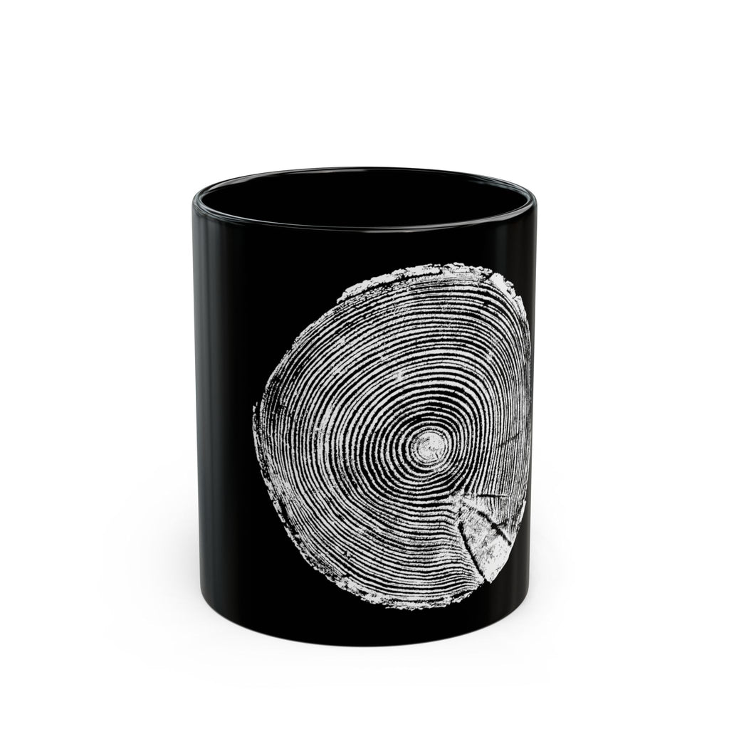 Hemlock Tree Ring Print Black Ceramic Mug #0410