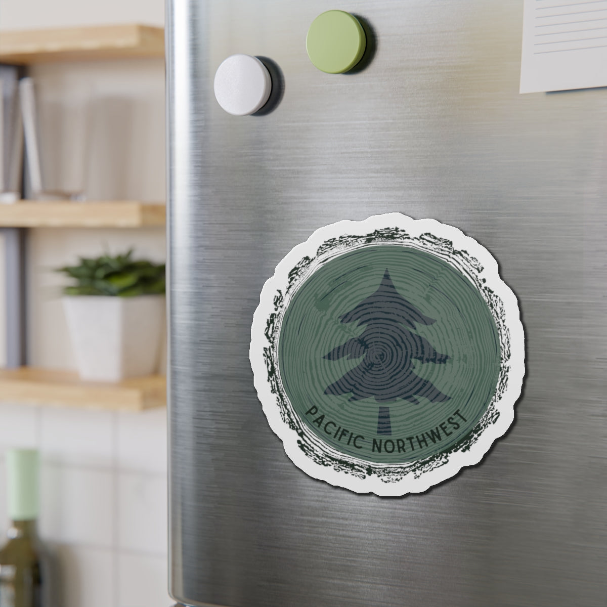 Pacific Northwest Woodgrain Tree Ring Die-Cut Magnet