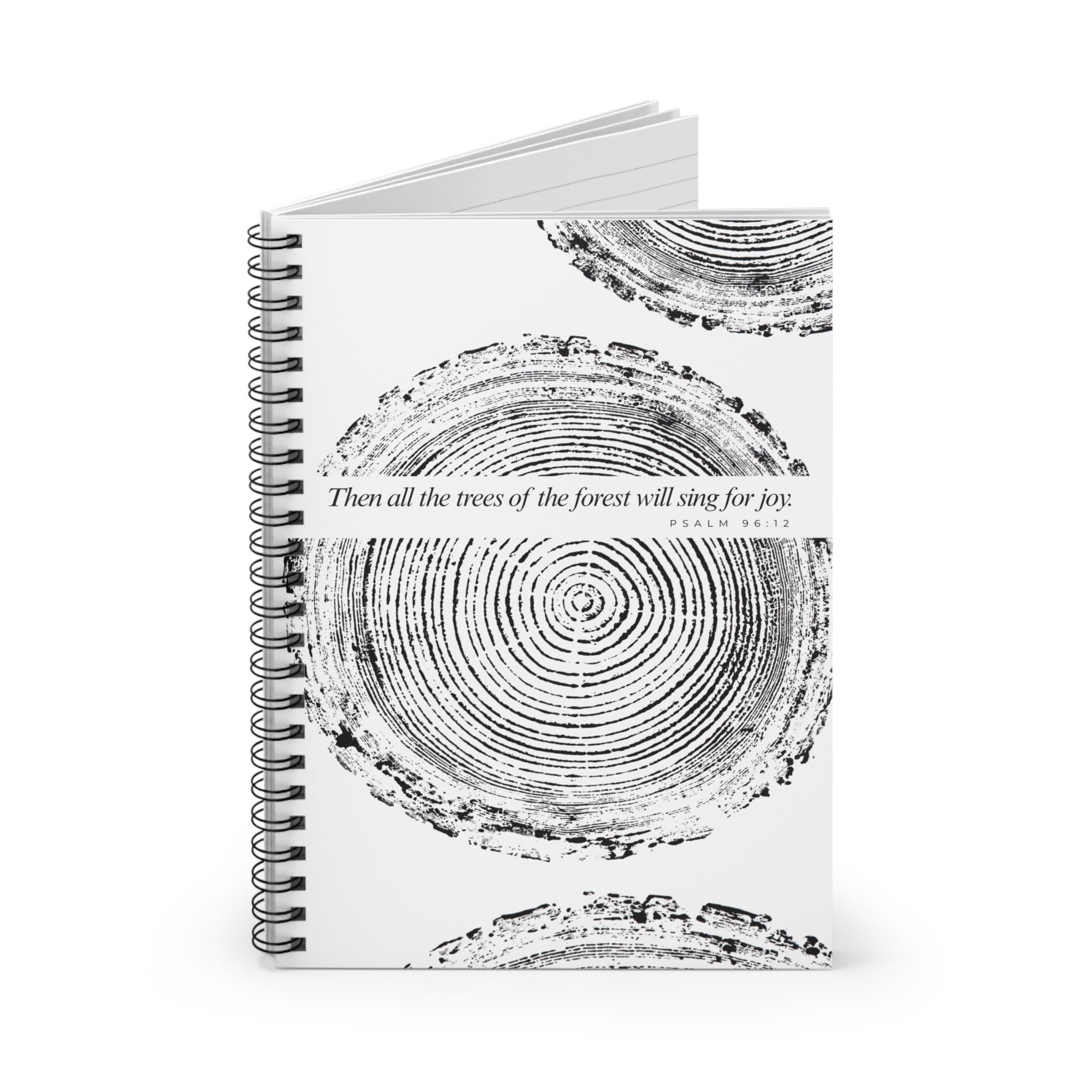 Woodcut Tree Ring Spiral Notebook Psalm 96:12 #0398