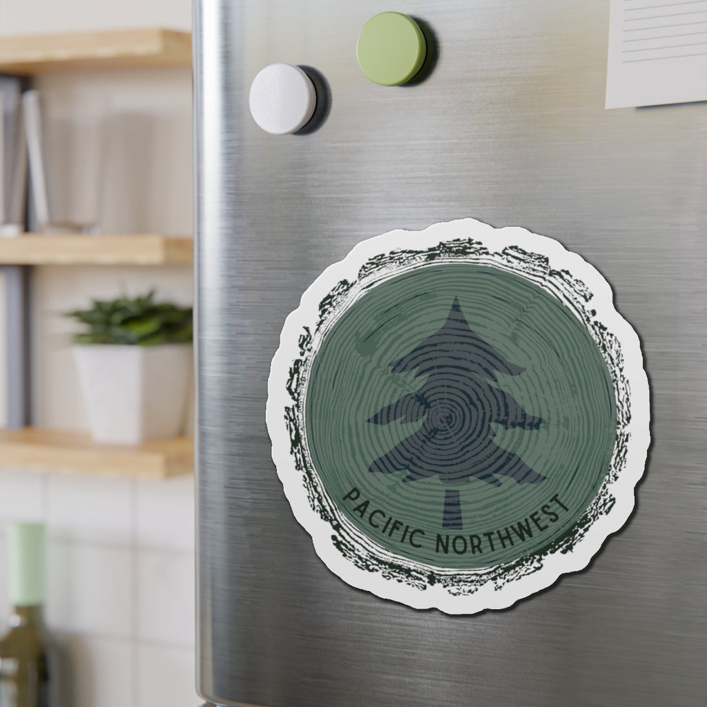 Pacific Northwest Woodgrain Tree Ring Die-Cut Magnet