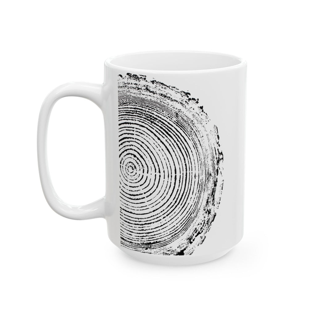 Woodcut Tree Ring Print Ceramic Mug #0398