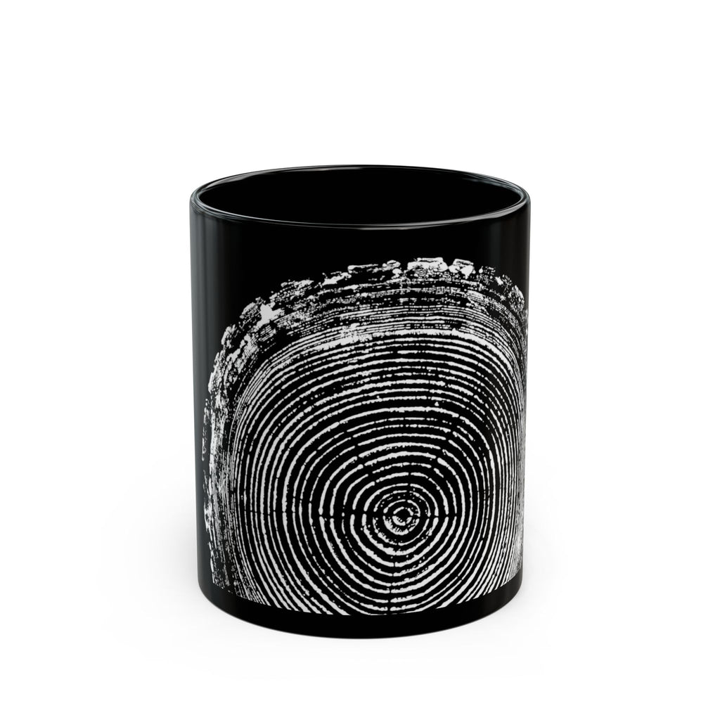 Tree Ring Print Black Ceramic Mug #0398