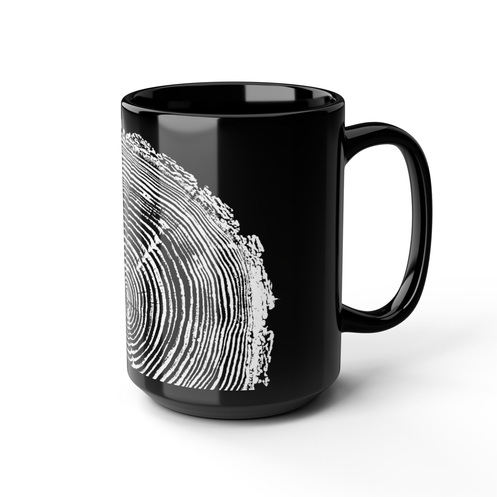 Fir Tree Ring Print Black Ceramic Mug #6772