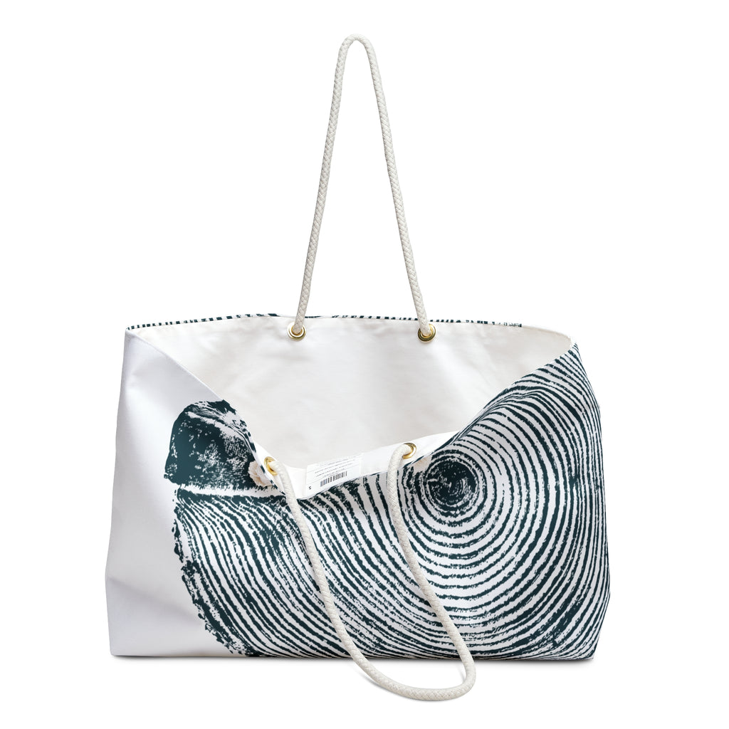 Hemlock Tree Ring Weekender Bag Teal Blue Abyss