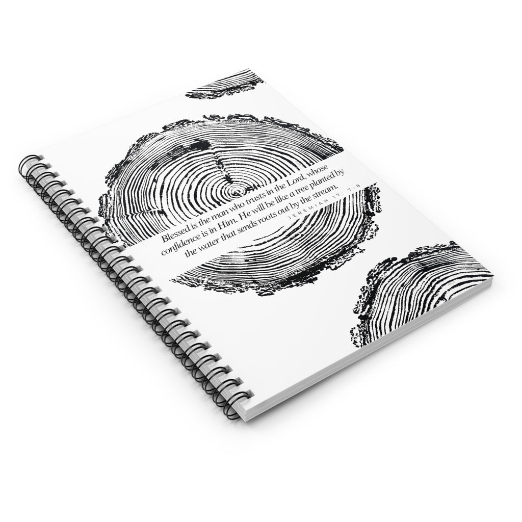Woodcut Tree Ring Spiral Notebook Jeremiah 17: 7-8 #6772