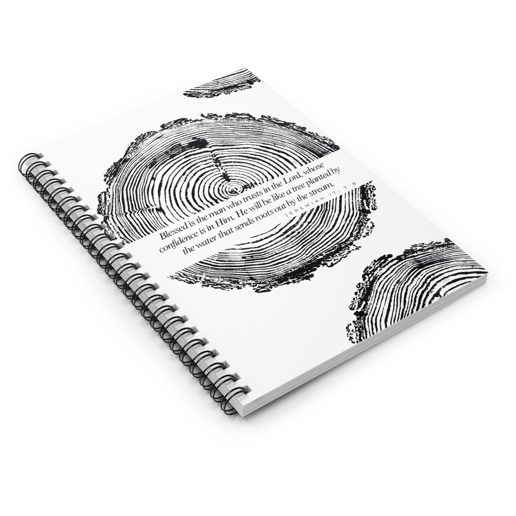 Woodcut Tree Ring Spiral Notebook Jeremiah 17: 7-8 #6772