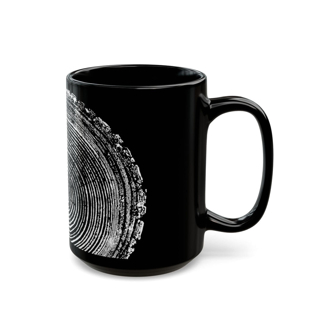 Tree Ring Print Black Ceramic Mug #0398