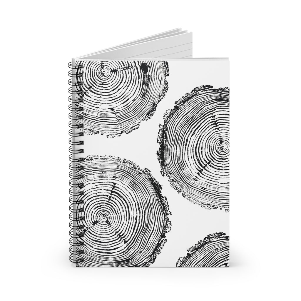 Woodcut Tree Ring Spiral Notebook #6773