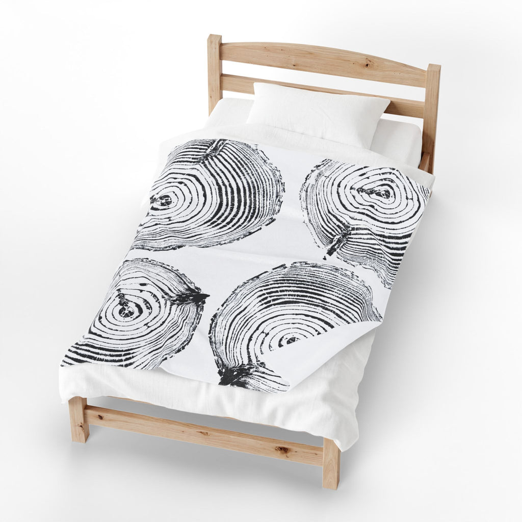 Woodcut Print Blanket | Plush Throw #6772