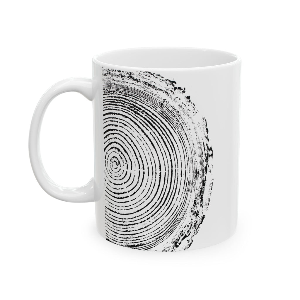 Woodcut Tree Ring Print Ceramic Mug #0398