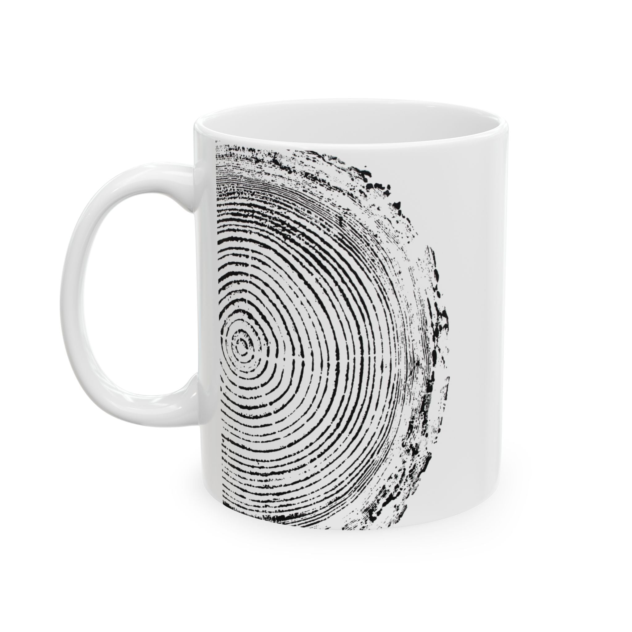 Woodcut Tree Ring Print Ceramic Mug #0398