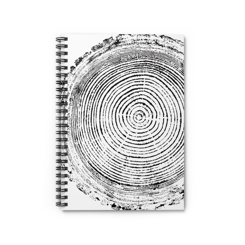 Tree Ring Woodcut Print Spiral Notebook #0398