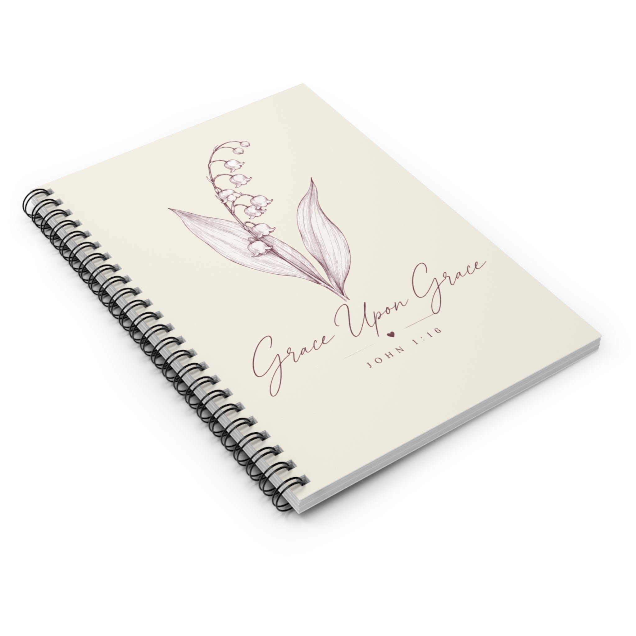 Lily of the Valley Spiral Notebook — "Grace Upon Grace" Christian Journal (Ruled)