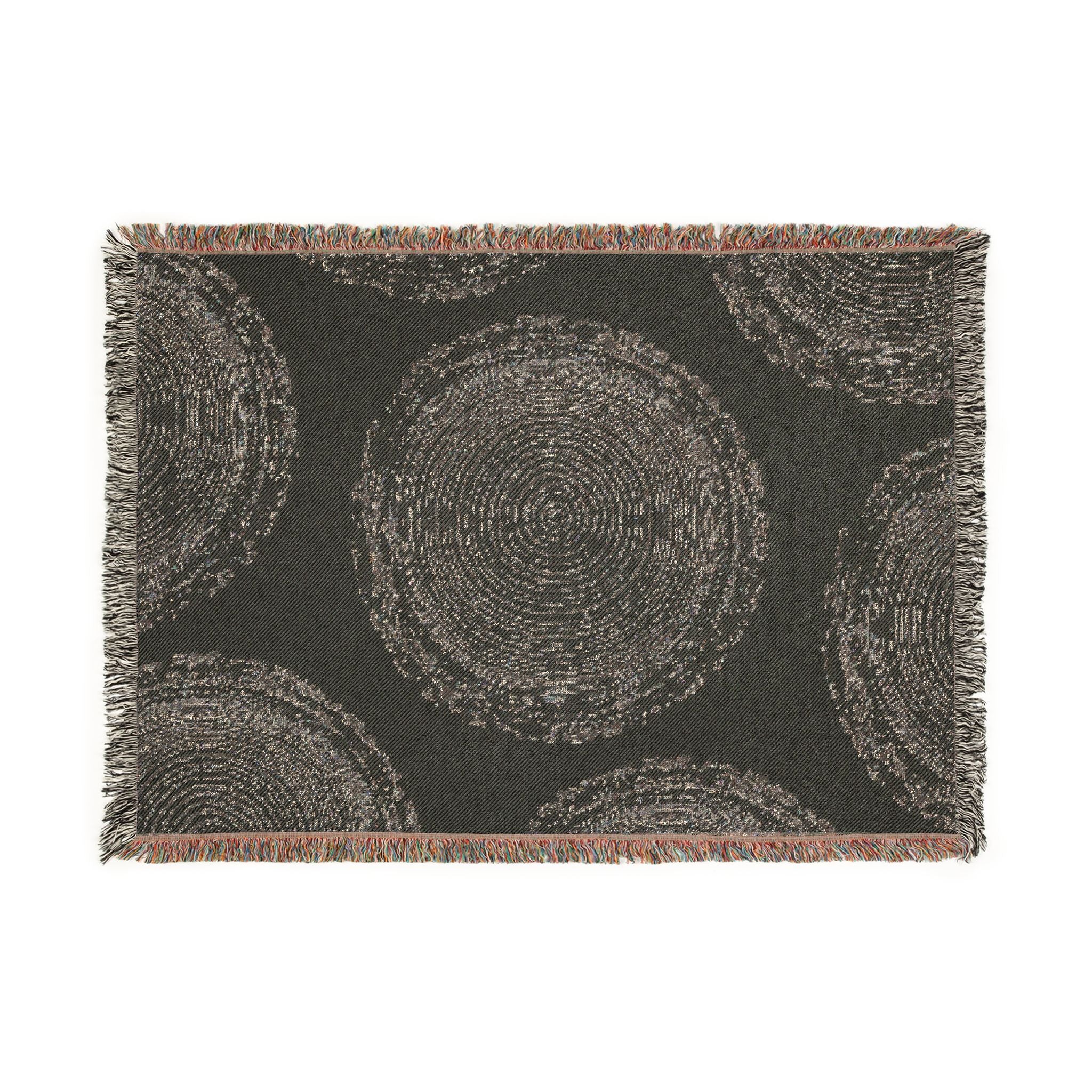 Woodcut Relief Print Woven Blanket #0398
