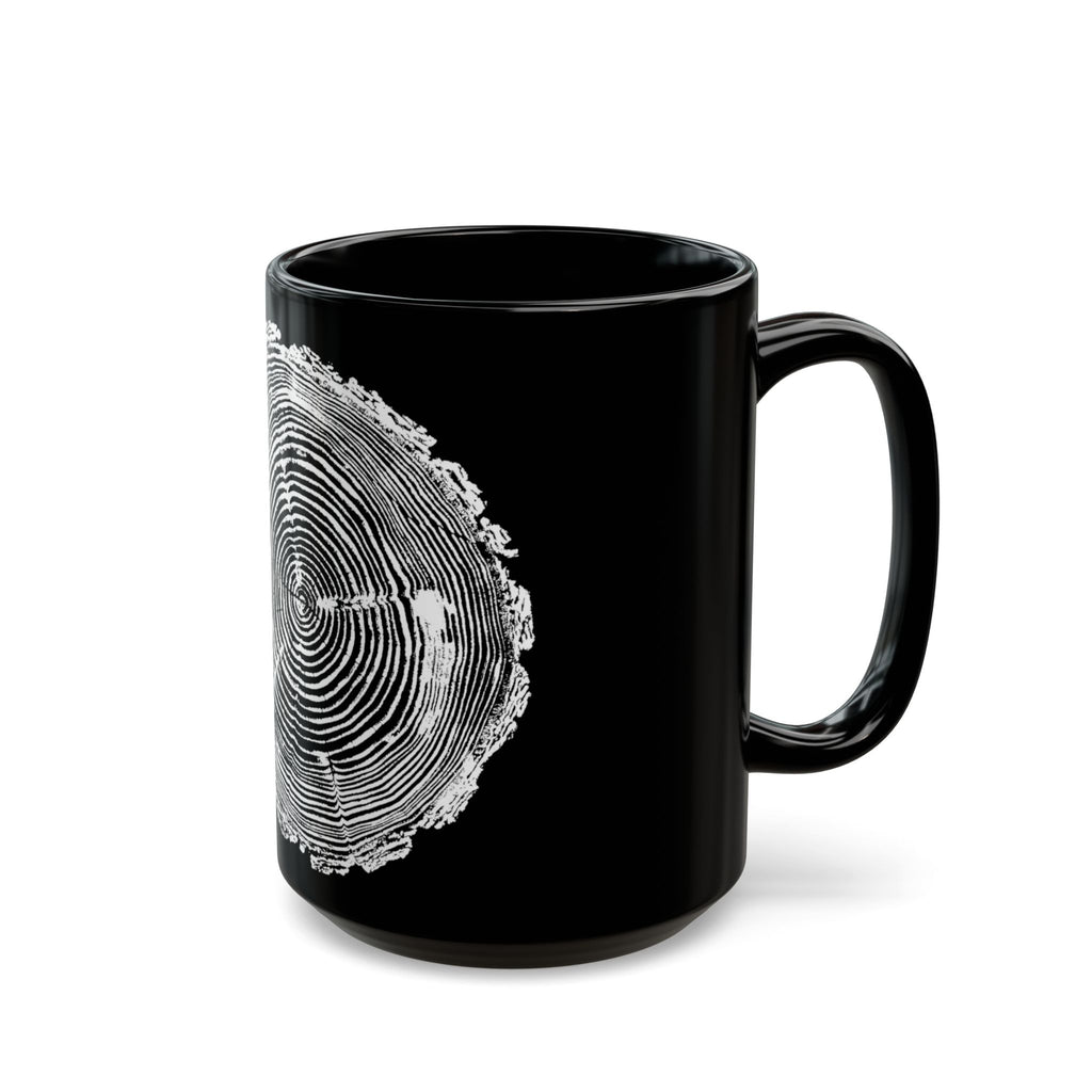 Fir Tree Ring Print Black Ceramic Mug #6772