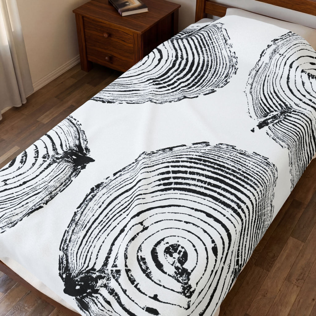 Woodcut Print Blanket | Plush Throw #6772