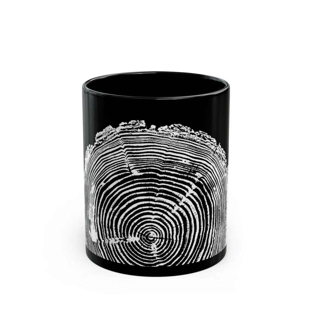 Fir Tree Ring Print Black Ceramic Mug #6772