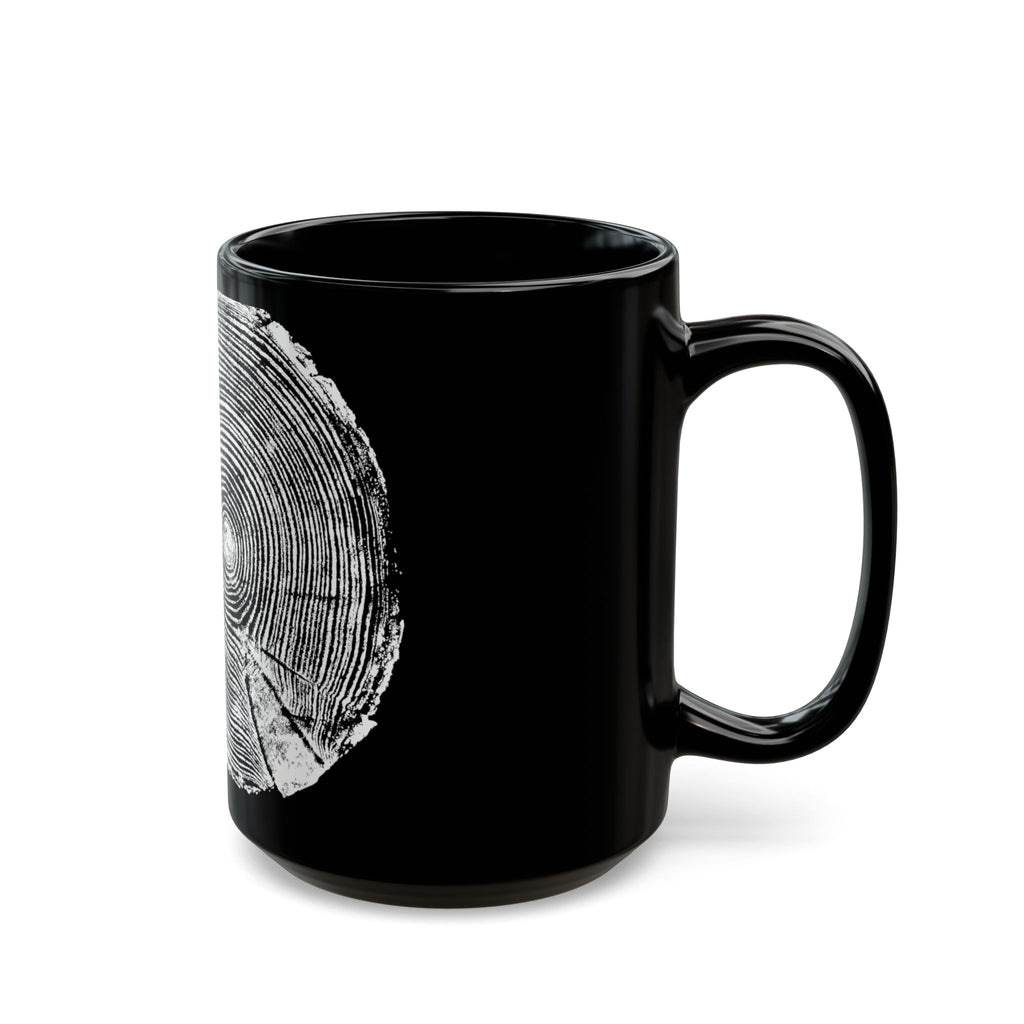 Hemlock Tree Ring Print Black Ceramic Mug #0410