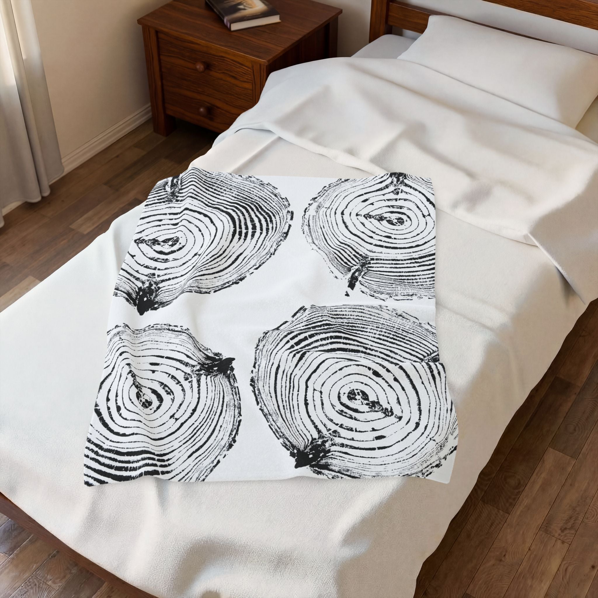 Woodcut Print Blanket | Plush Throw #6772