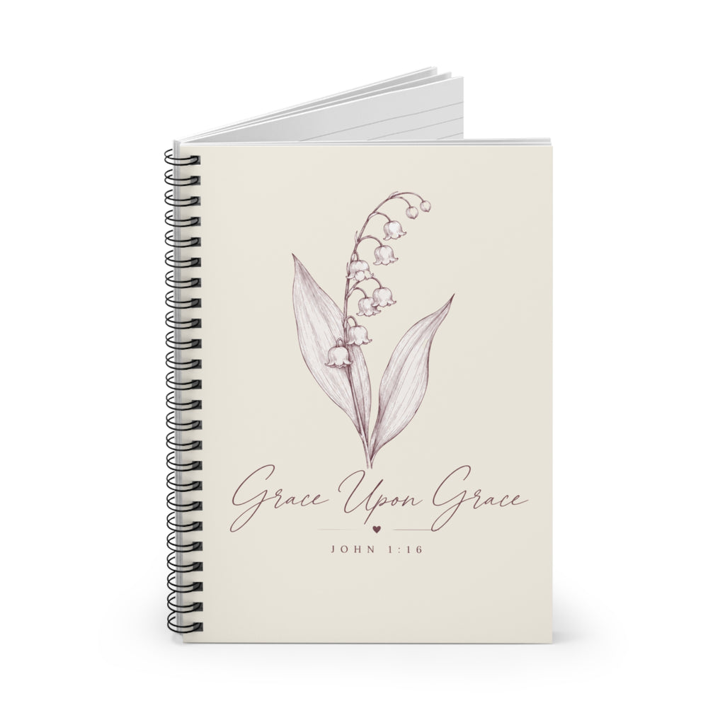 Lily of the Valley Spiral Notebook — "Grace Upon Grace" Christian Journal (Ruled)