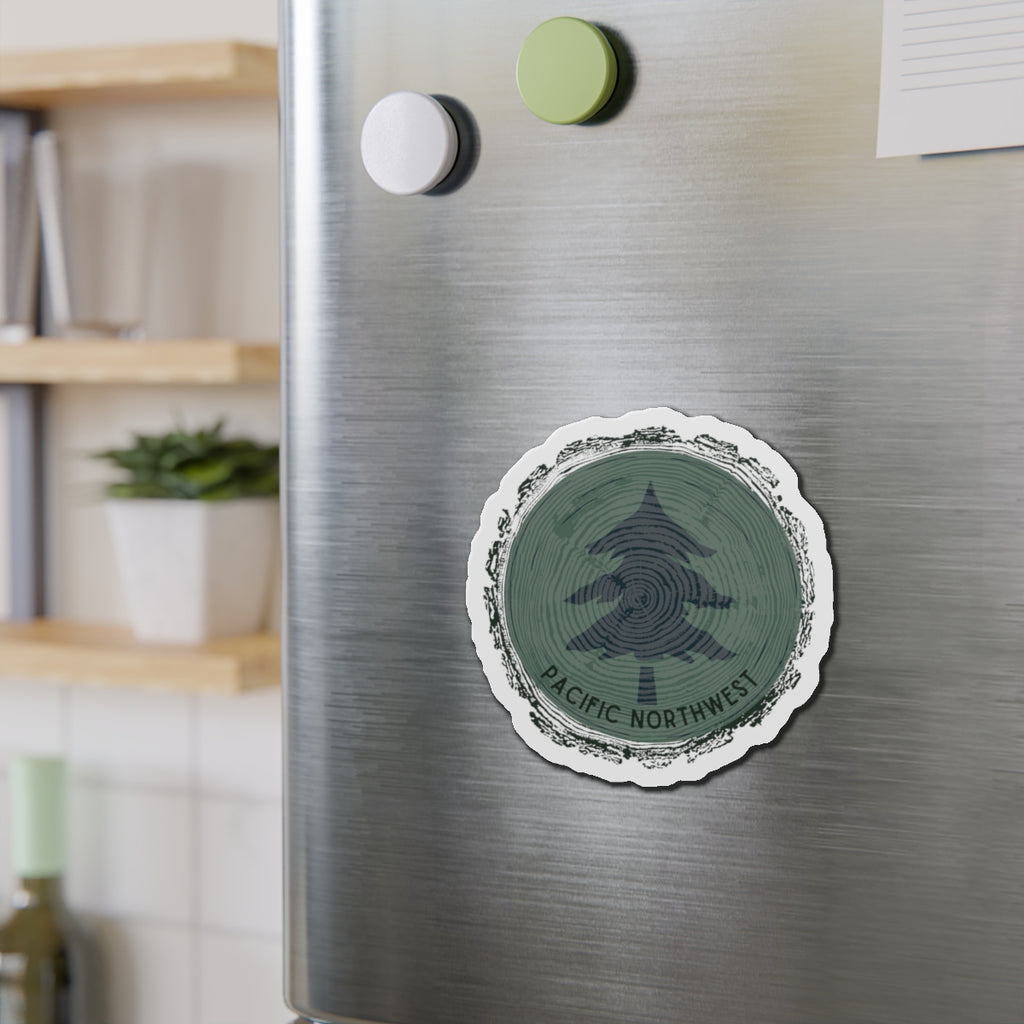 Pacific Northwest Woodgrain Tree Ring Die-Cut Magnet