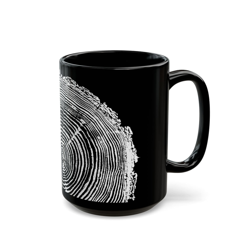 Fir Tree Ring Print Black Ceramic Mug #6772