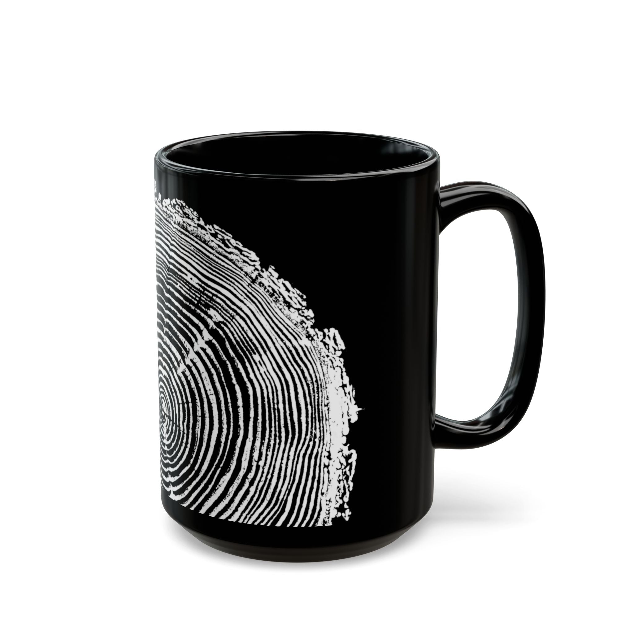 Fir Tree Ring Print Black Ceramic Mug #6772