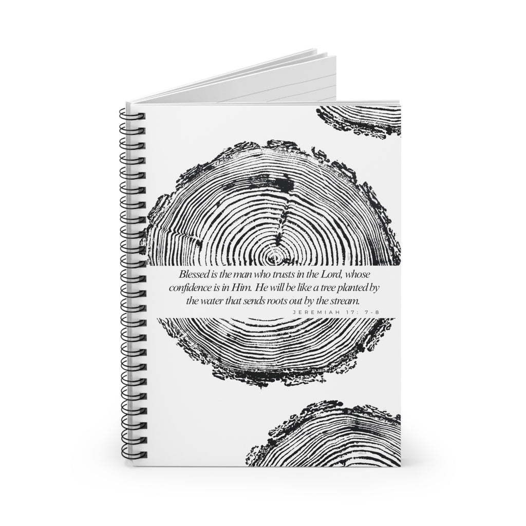 Woodcut Tree Ring Spiral Notebook Jeremiah 17: 7-8 #6772