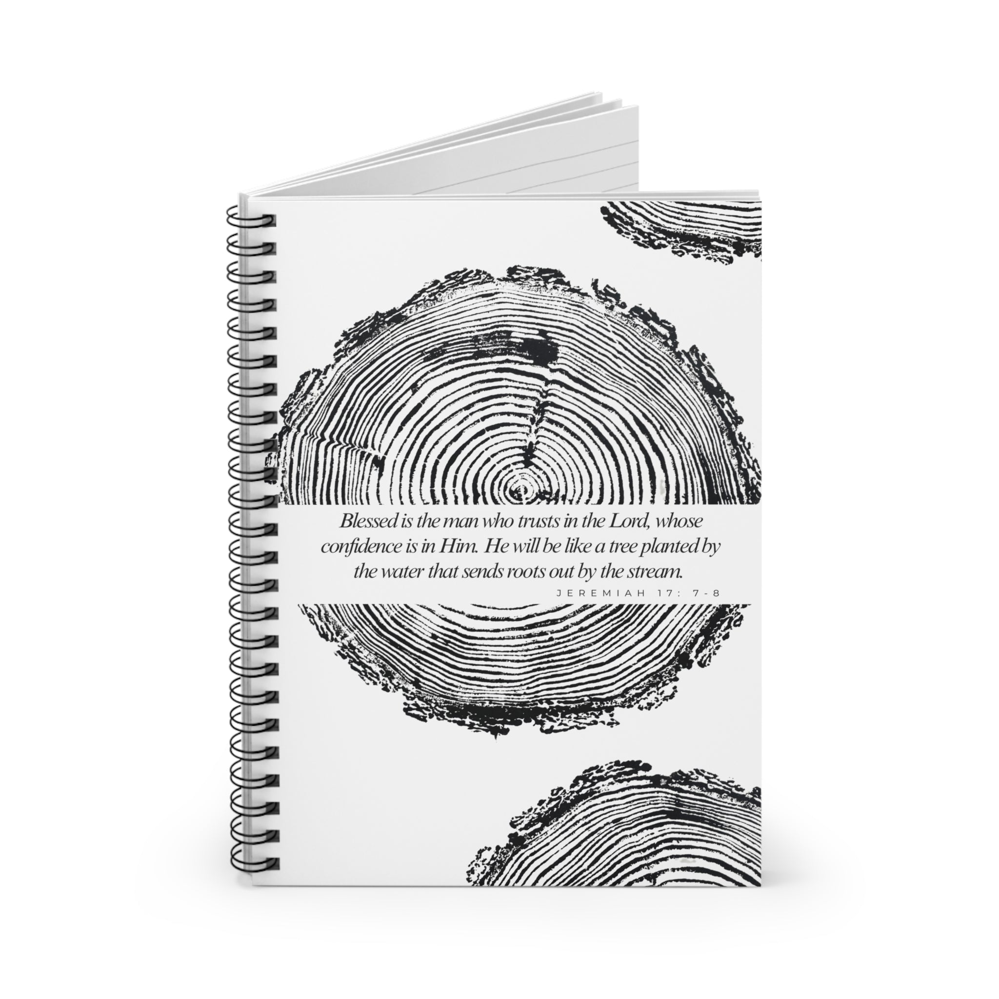 Woodcut Tree Ring Spiral Notebook Jeremiah 17: 7-8 #6772