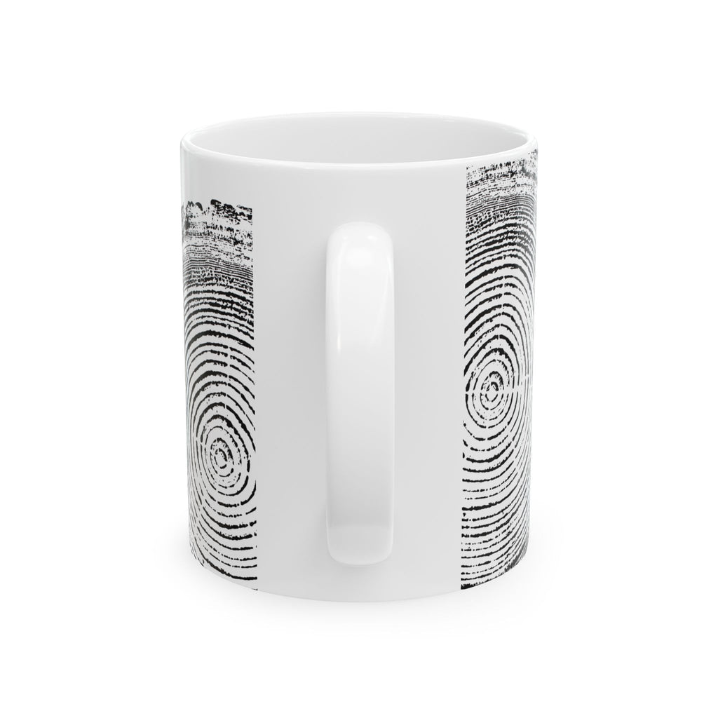 Woodcut Tree Ring Print Ceramic Mug #0398