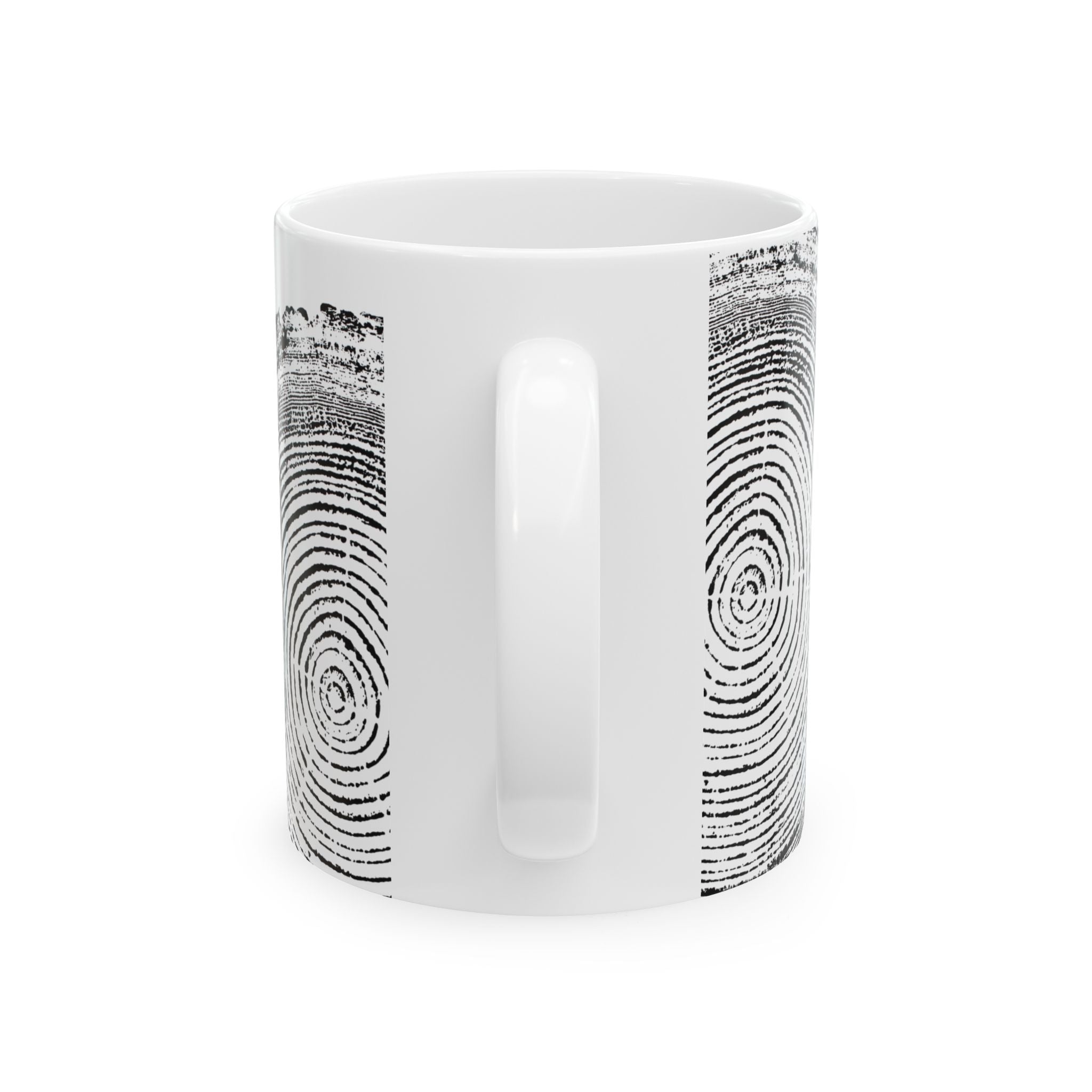Woodcut Tree Ring Print Ceramic Mug #0398