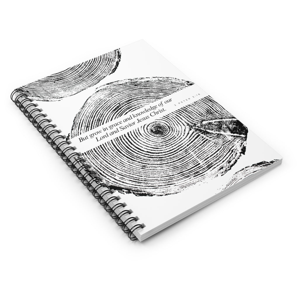 Woodcut Tree Ring Spiral Notebook 2 Peter 3:18 #0410
