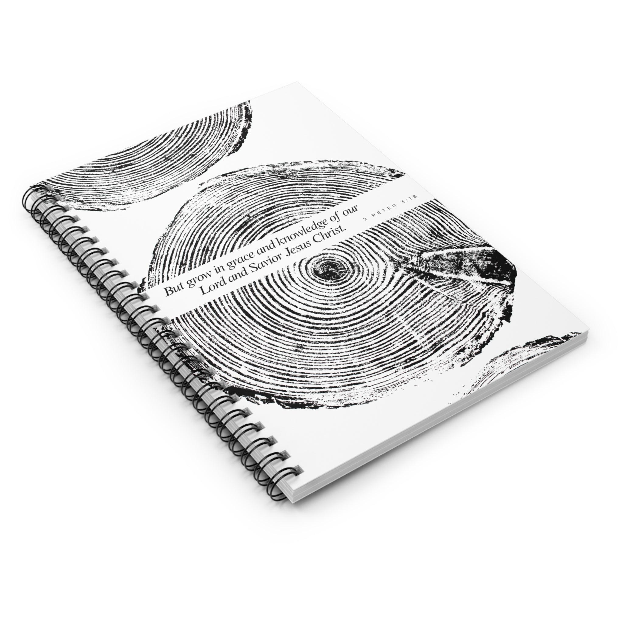 Woodcut Tree Ring Spiral Notebook 2 Peter 3:18 #0410