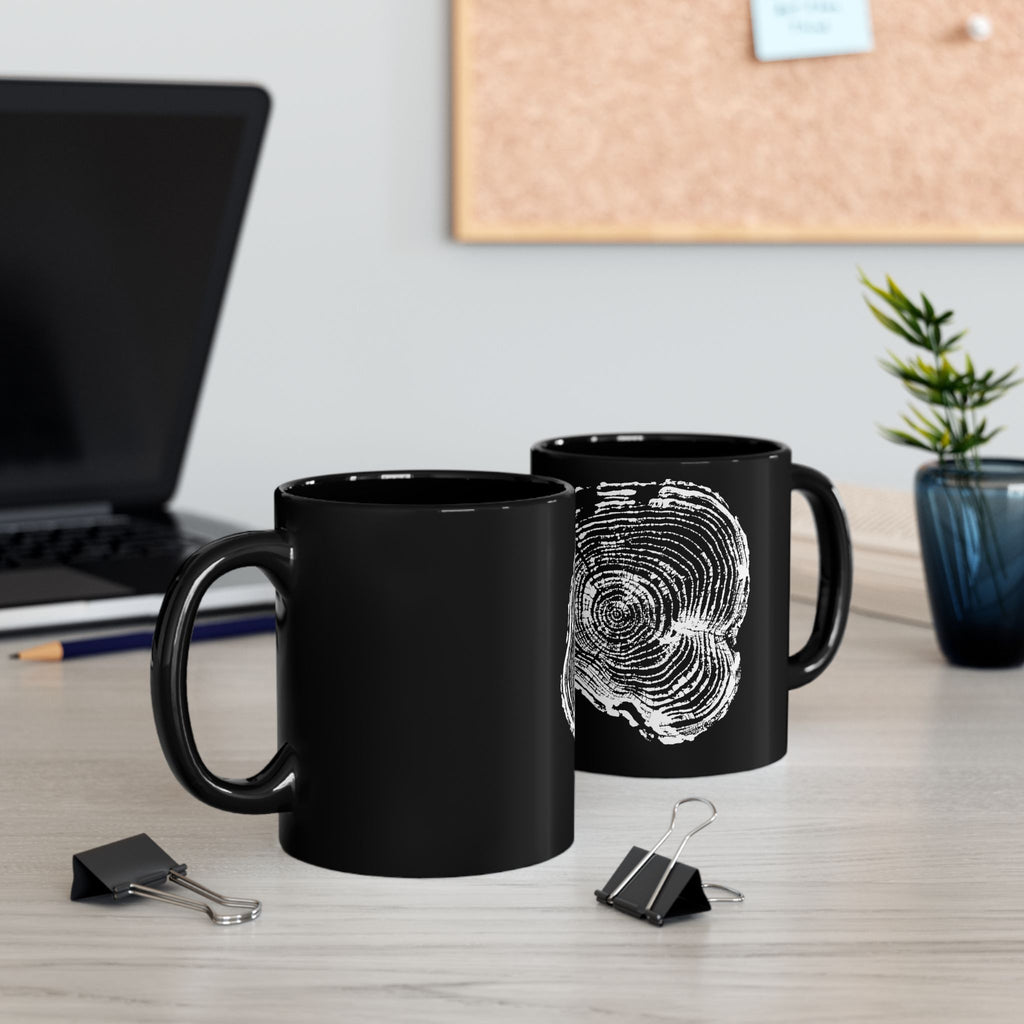 Cottonwood Tree Ring Print Black Ceramic Mug #0405