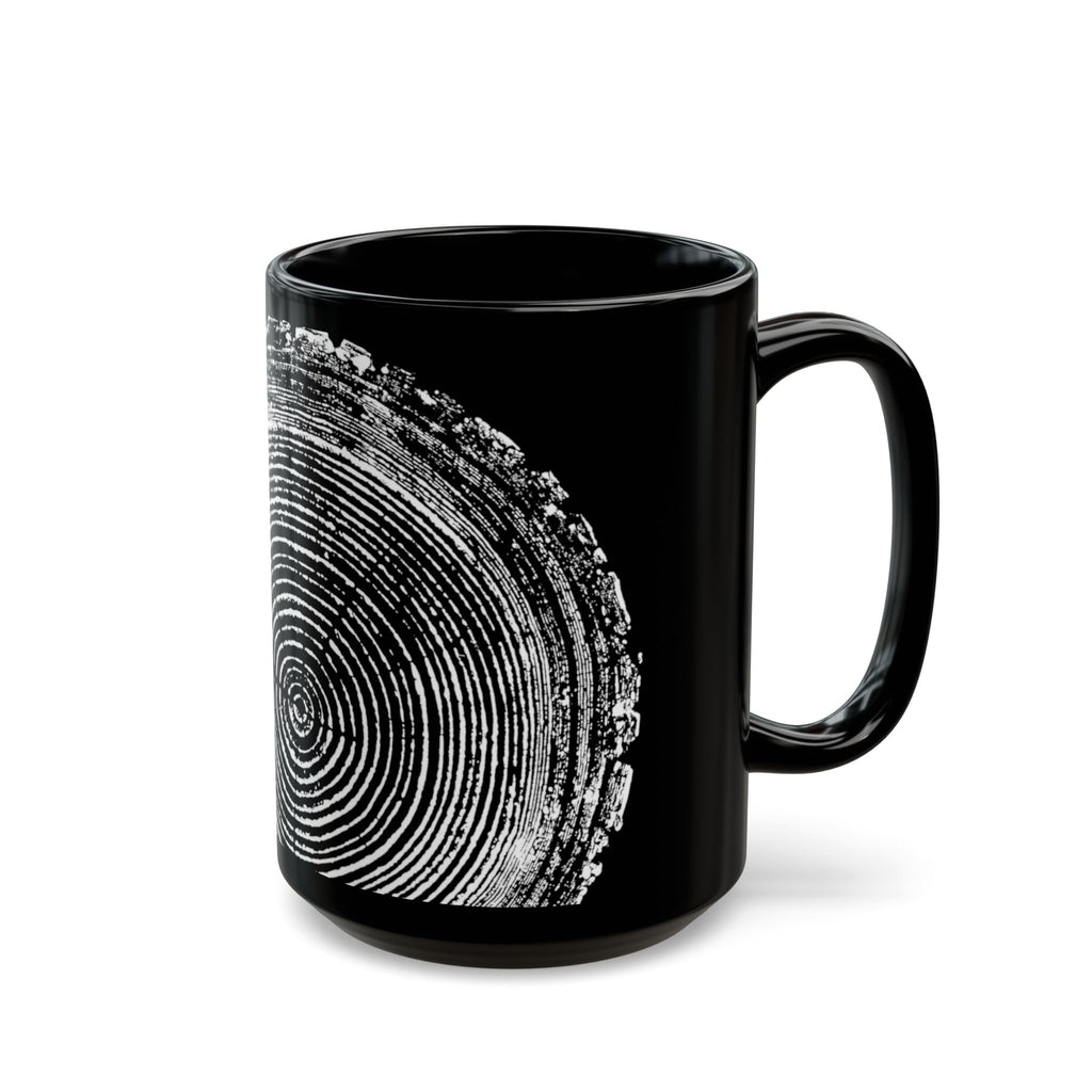 Tree Ring Print Black Ceramic Mug #0398