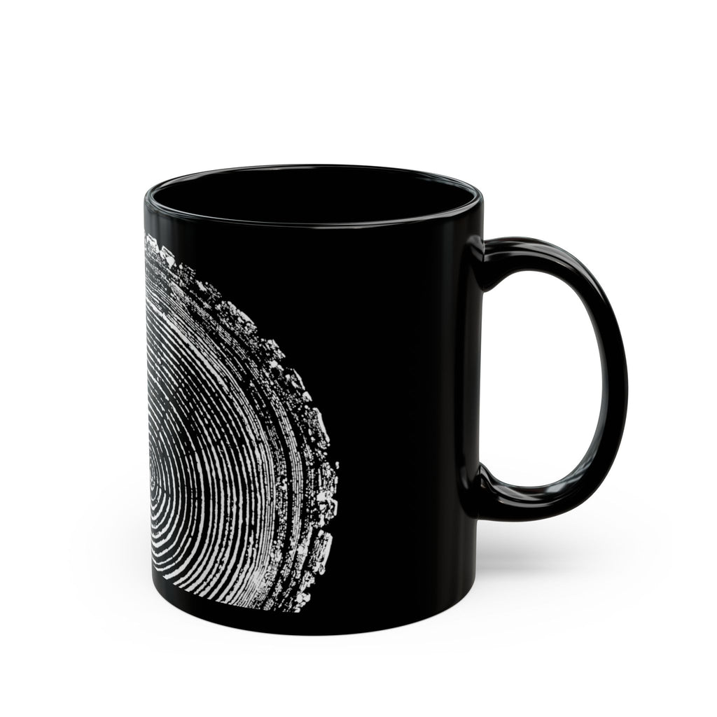 Tree Ring Print Black Ceramic Mug #0398