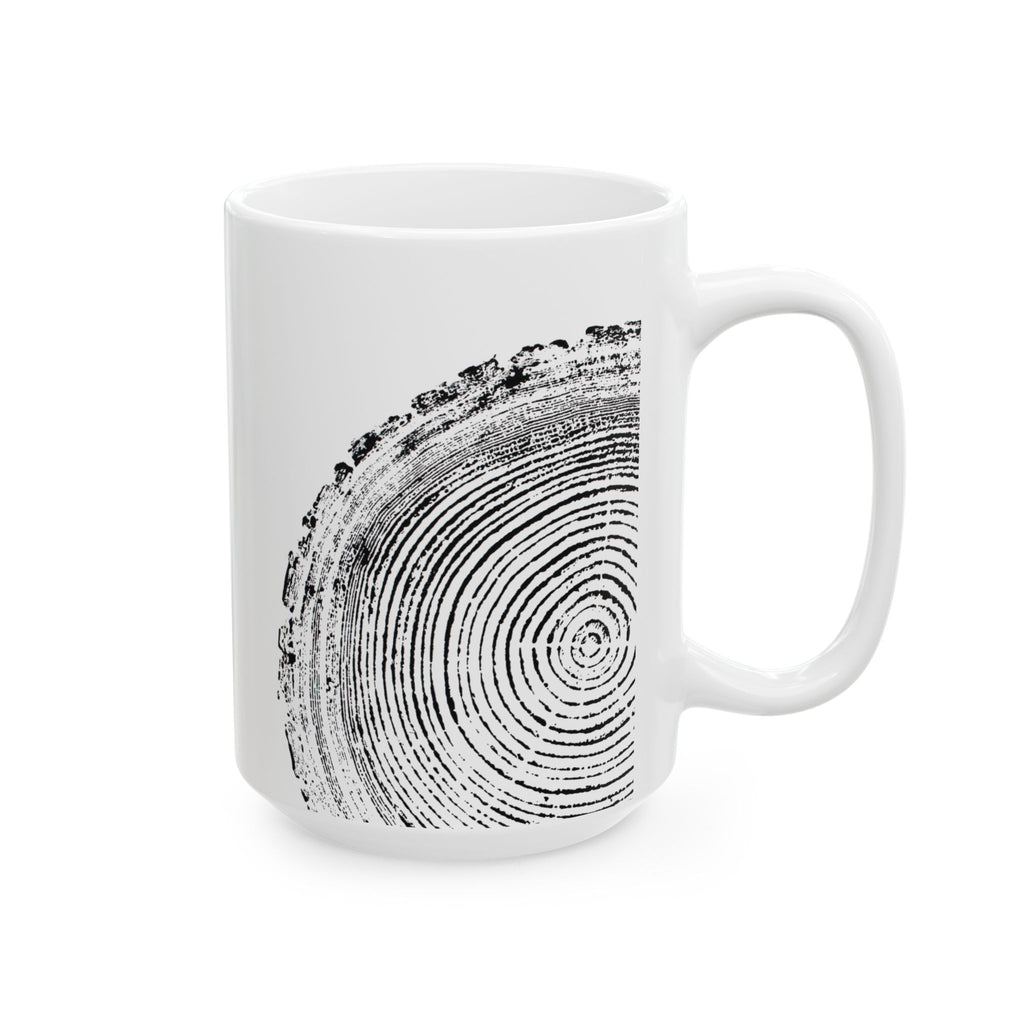 Woodcut Tree Ring Print Ceramic Mug #0398