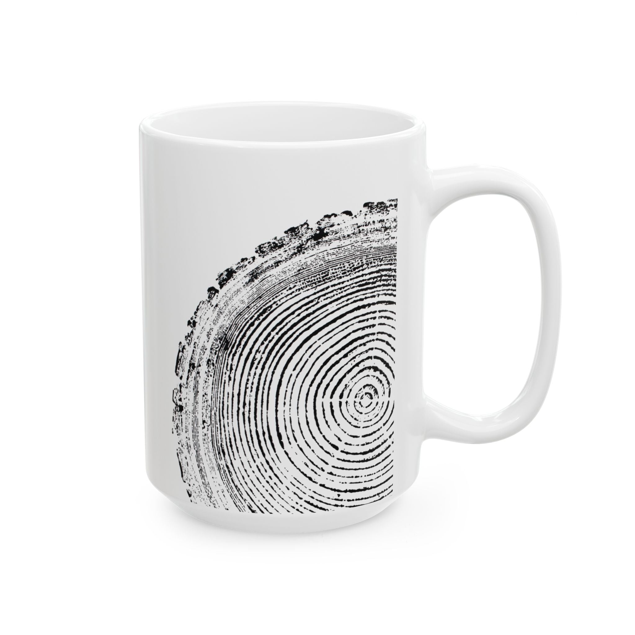 Woodcut Tree Ring Print Ceramic Mug #0398