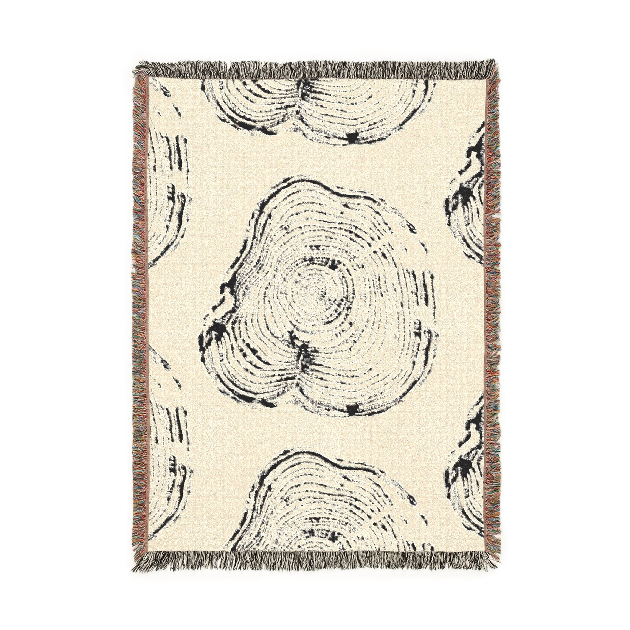 Woodcut Relief Print Woven Blanket #0403