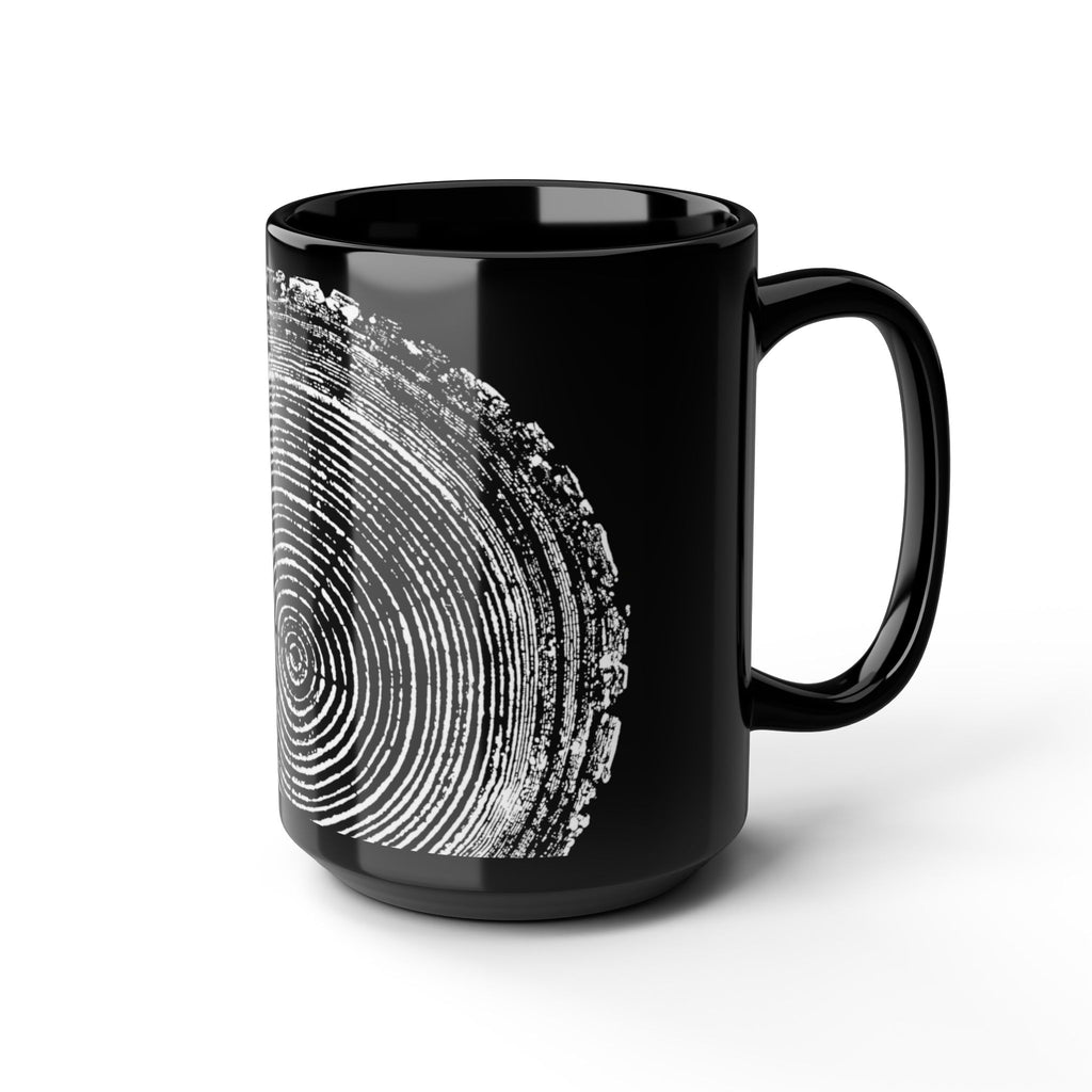 Tree Ring Print Black Ceramic Mug #0398